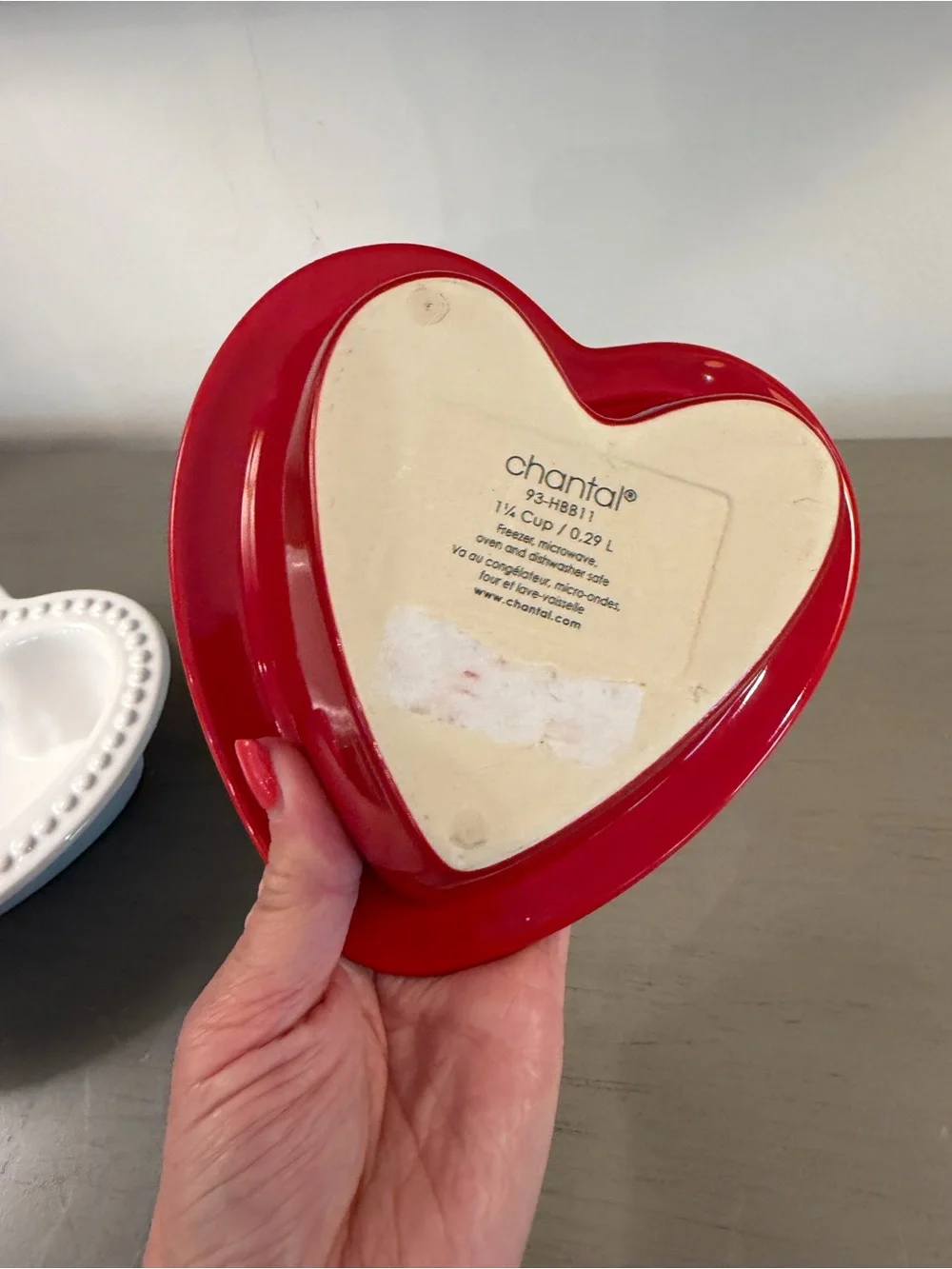 CHANTAL Valentine Heart Ramekins Set Of 2 Baking Candy Mahjong Dice Dish Gift